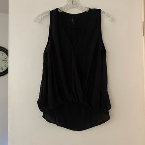 Black crossover strappy tank- NWOT dressy or casual. Size Small